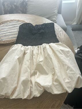 Vici Black & Cream Bubble Hem Dress